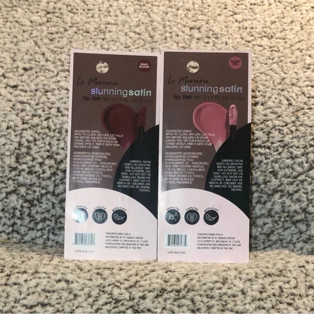 Le Mercerie Stunning Satin Lip Tint Stain Night Bloom & Blush Veil (Set of 2).